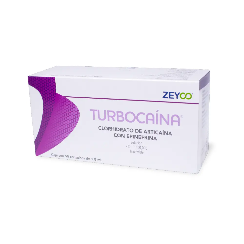 TURBOCAINA VIDRIO ARTICAINA 4% CON EPINEFRINA CARTUCHO CON 50 PZS