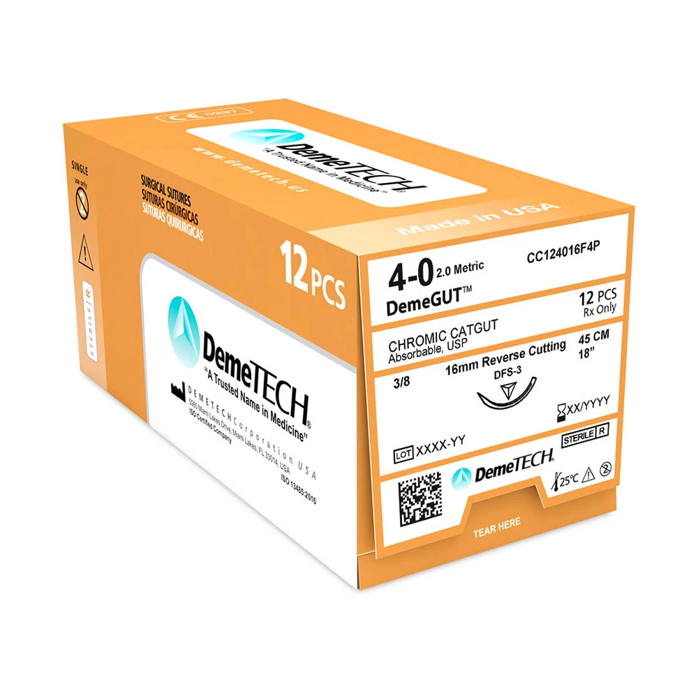 SUTURA CATGUT 4-0 26MM 1/2 CIRC PZA 75CM DEMETECH