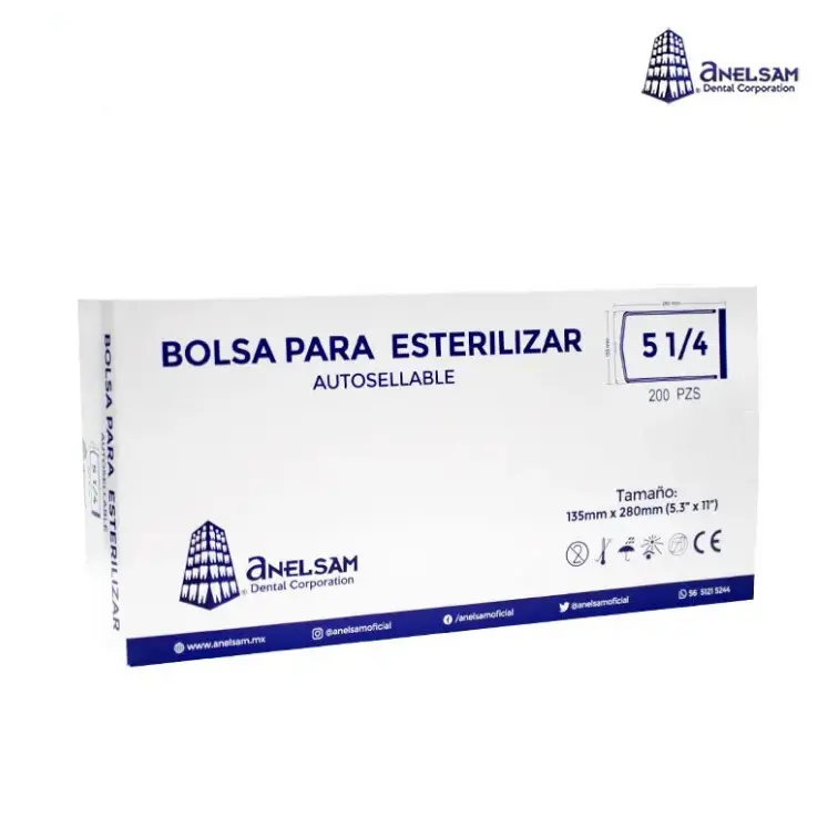 [ZHEJIANG-BPE51/4X11] BOLSA PARA ESTERILIZAR 5 1/4 X 11 ANELSAM PAQ C/200        