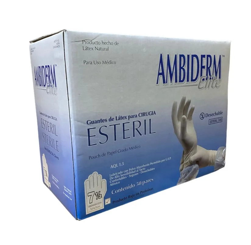 [110000010] GUANTE QUIRURGICO LATEX ESTERIL C/50 PARES AMBIDERM (6 M)