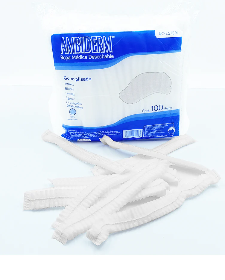 GORRO RESORTE / PLISADO BLANCO C/100 AMBIDERM