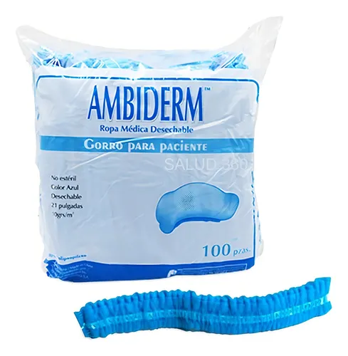 [AMBI4401030202] GORRO RESORTE / PLISADO AZUL C/100 AMBIDERM 