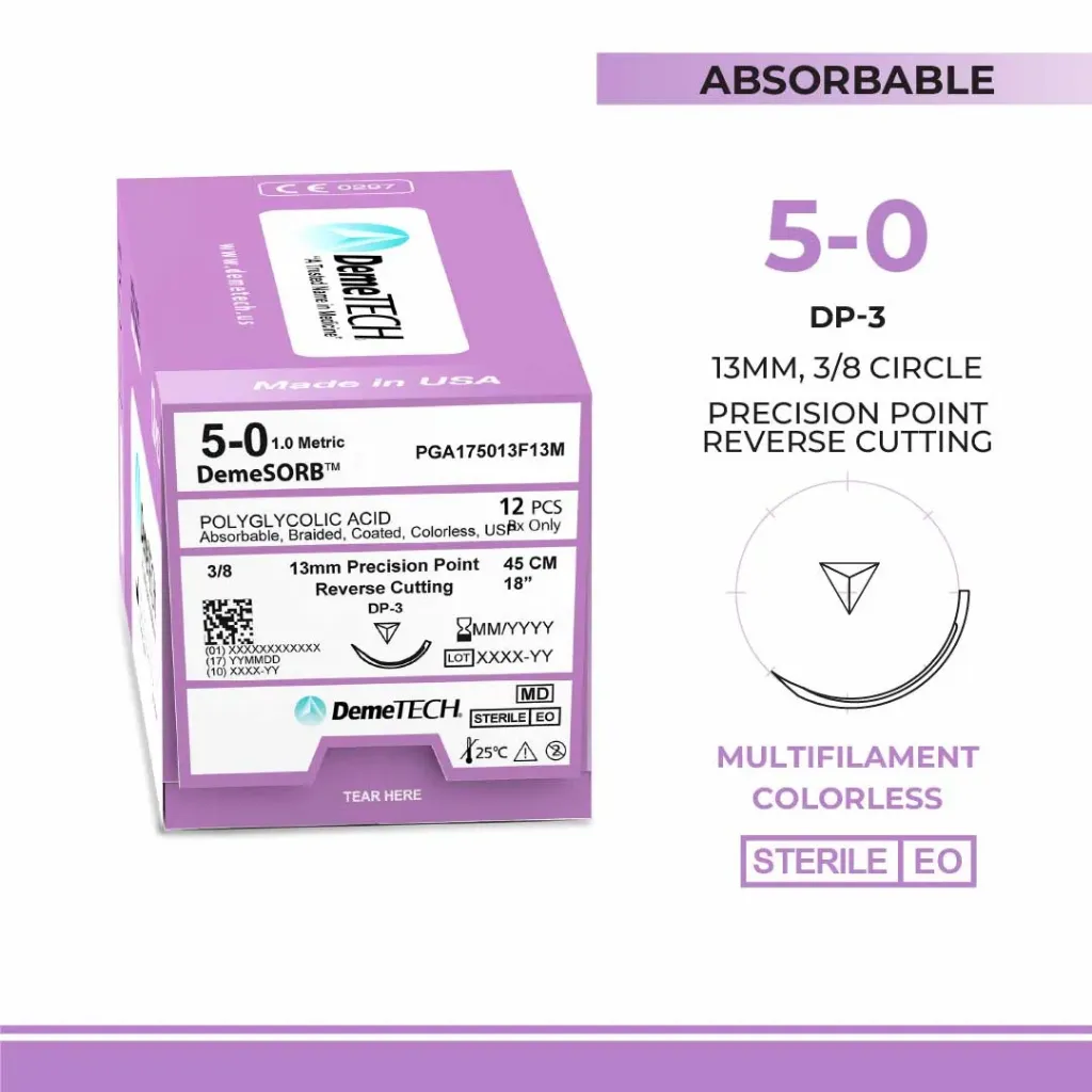 SUTURA VICRYL 5-0 DEMETECH AGUJA REV CORT 13 MM 3/8 45 CM PZA DEGASA