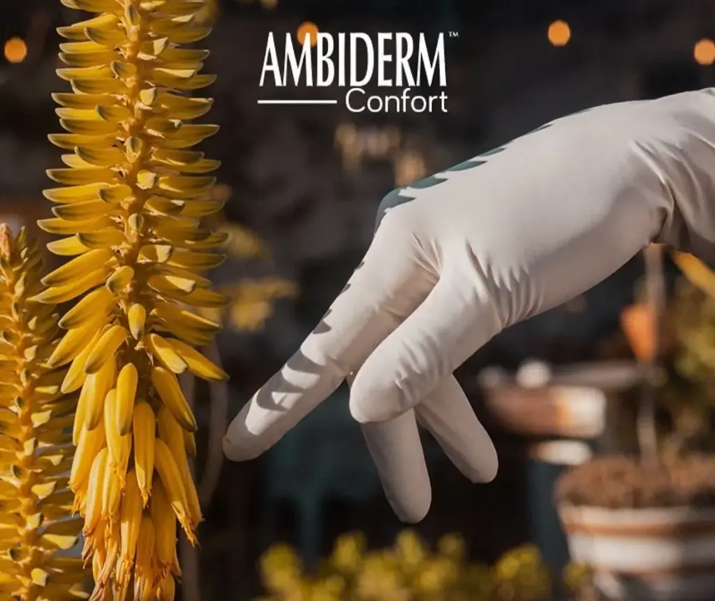 GUANTES  LATEX CONFORT LISO AMBIDERM (Extra-chico)