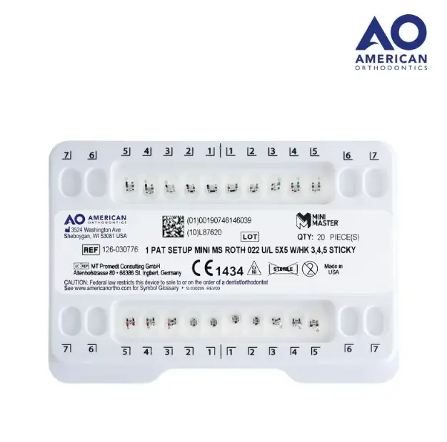 BRACKETS MINI ROTH .022 JGO AMERICAN ORTHODONTIC
