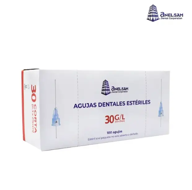 AGUJAS DENTALES ESTERILES 30 CORTA (0.3X25mm) ANELSAM 