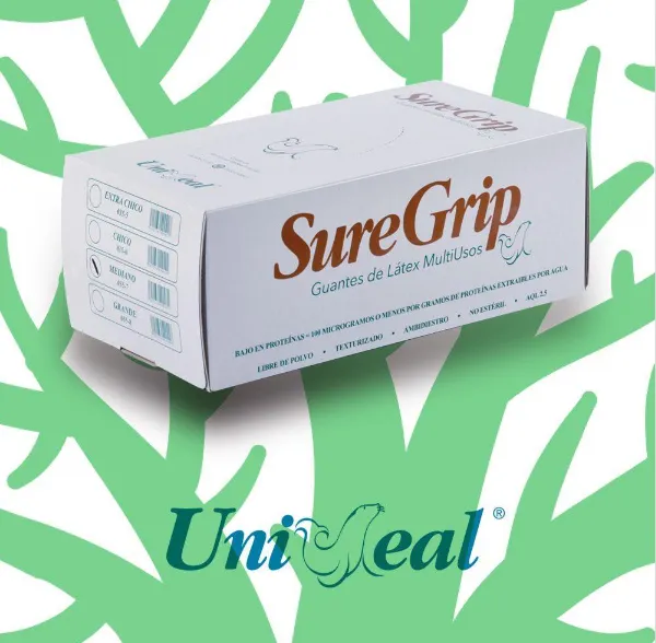 GUANTES LATEX LIBRE DE POLVO SUREGRIP UNISEAL (S)