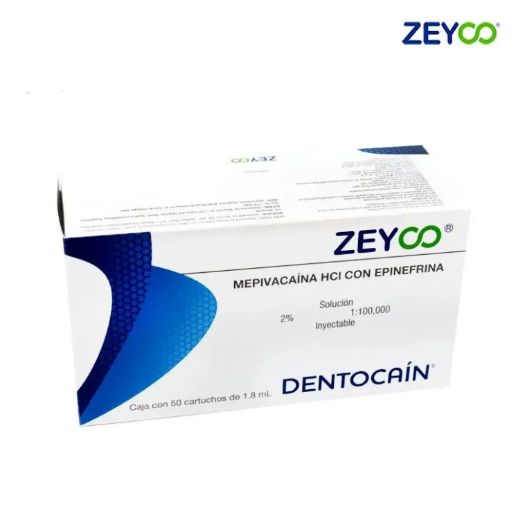 DENTOCAIN 2% MEPIVACAINA  C/EPINEFRINA PLASTICO  ZEYCO (50 CARTUCHOS)
