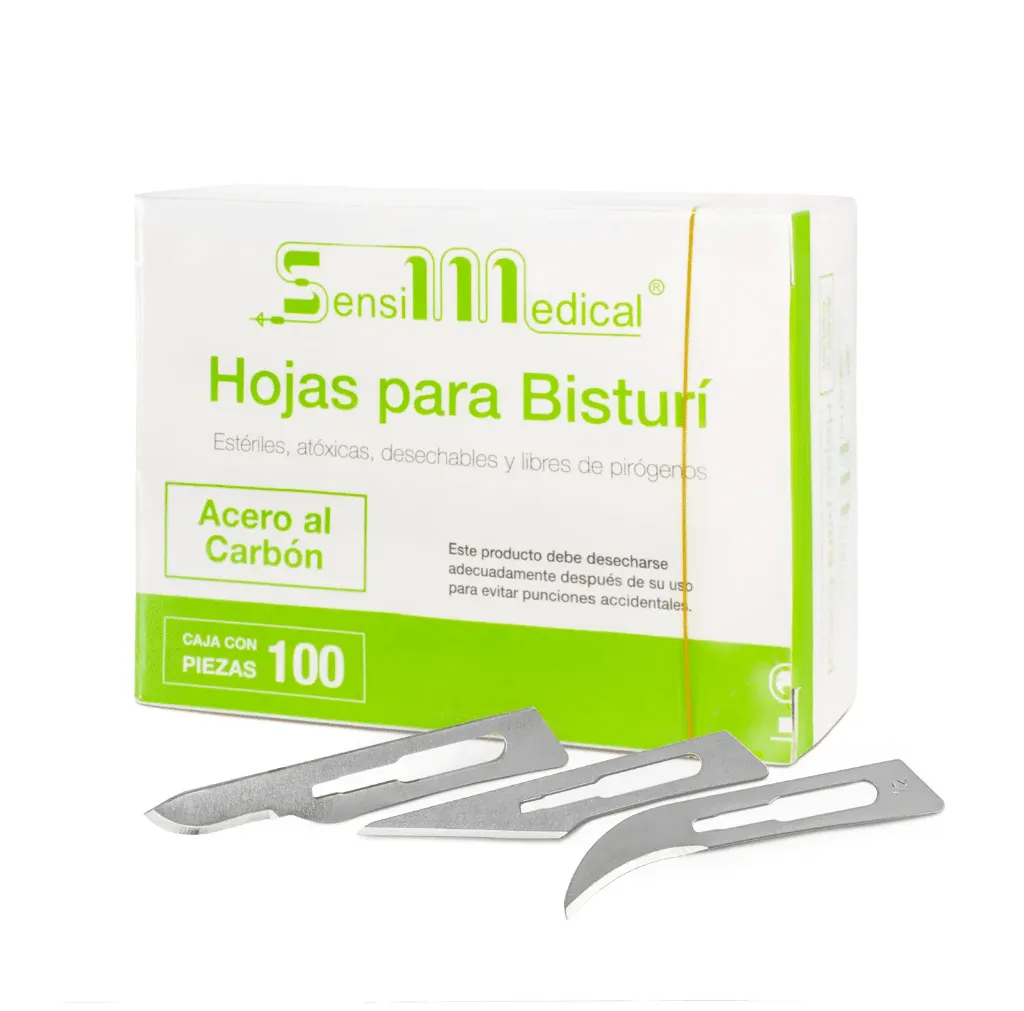 HOJA DE BISTURI C/100 ACERO CARBON SENSIMEDICAL