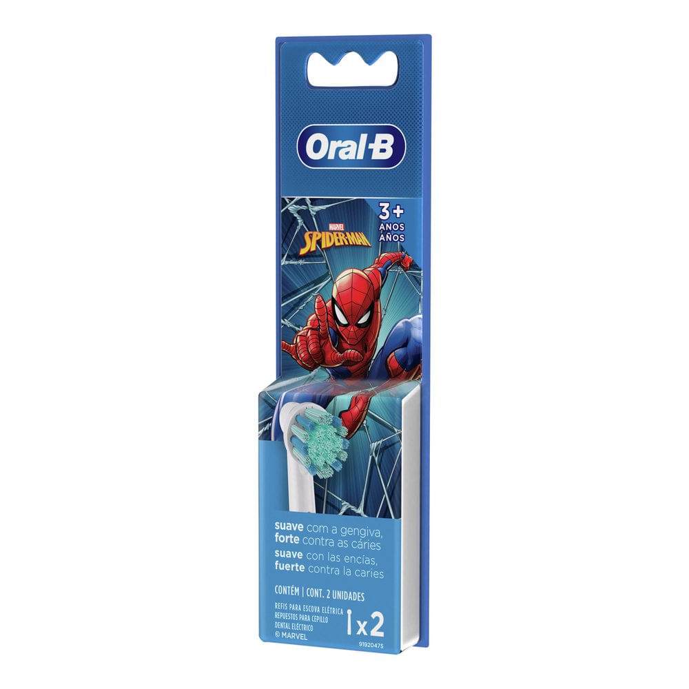 REPUESTO PARA CEPILLO ELECTRICO CON 2 SPIDERMAN 3+AÑOS ORAL-B